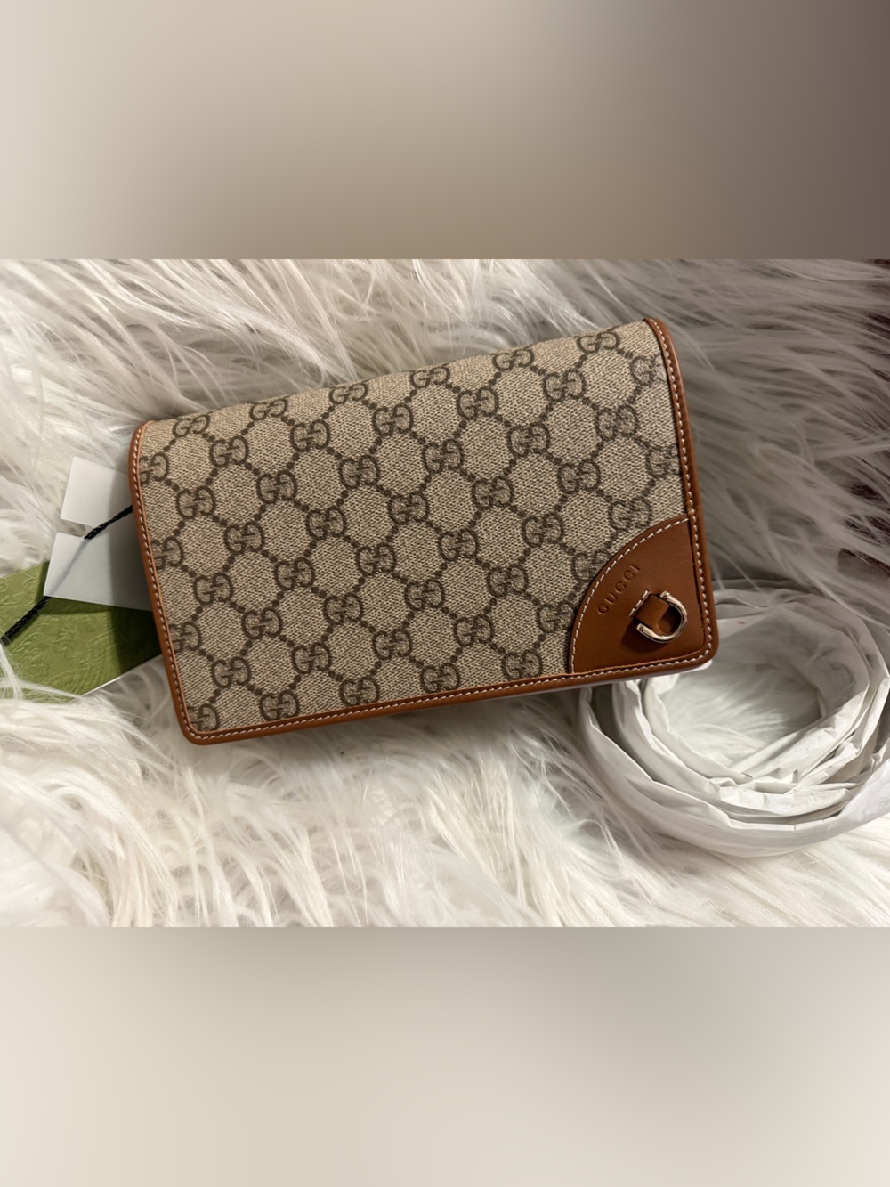 Gucci Beige Monogram Canvas Wallet Crossbody NWT